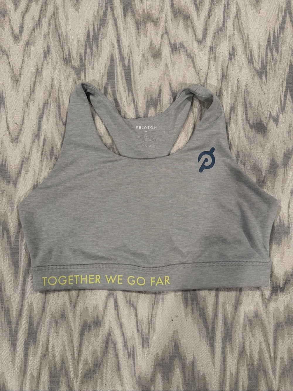 Peloton Light Gray Racerback Sports Bra with Yellow Slogan